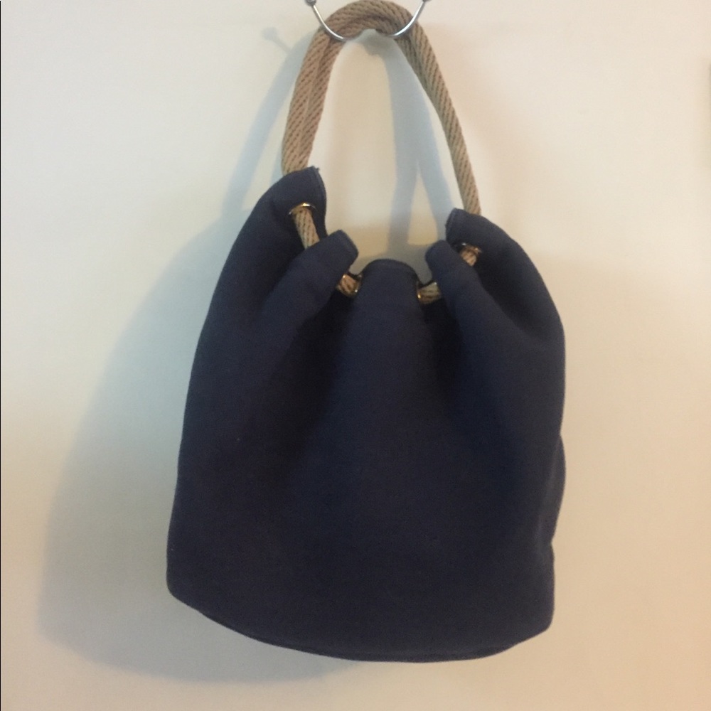 Michael Kors Navy blue canvas drawstring tote